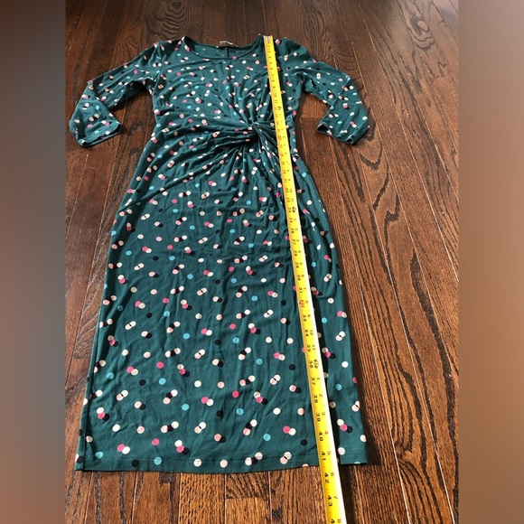 Boden Women’s 4R Green Polka Dot Sheath 3/4 Sleeved Dress w/Tie Knot Waist - EUC - Picture 5 of 10
